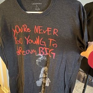 Eleven Paris Kids Long Sleeve Tee - Charcoal with Red Text